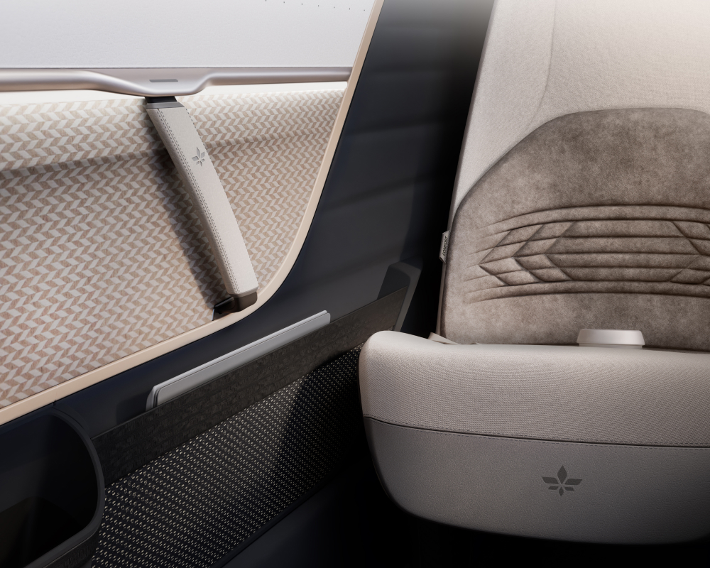 eVTOL cabin interior design with material detailing